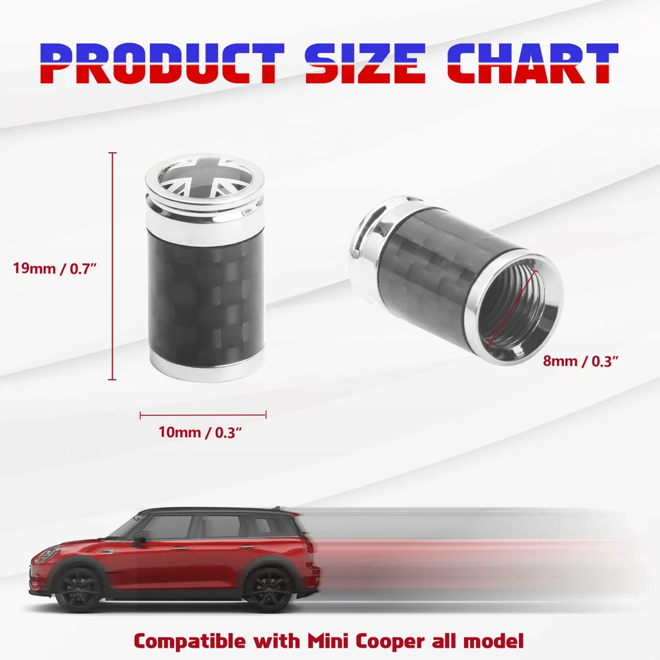 Juego de tapa central de rueda de coche Union Jack negra + tapas de vástago de válvula de neumático para Mini Cooper Foto 2 de 4