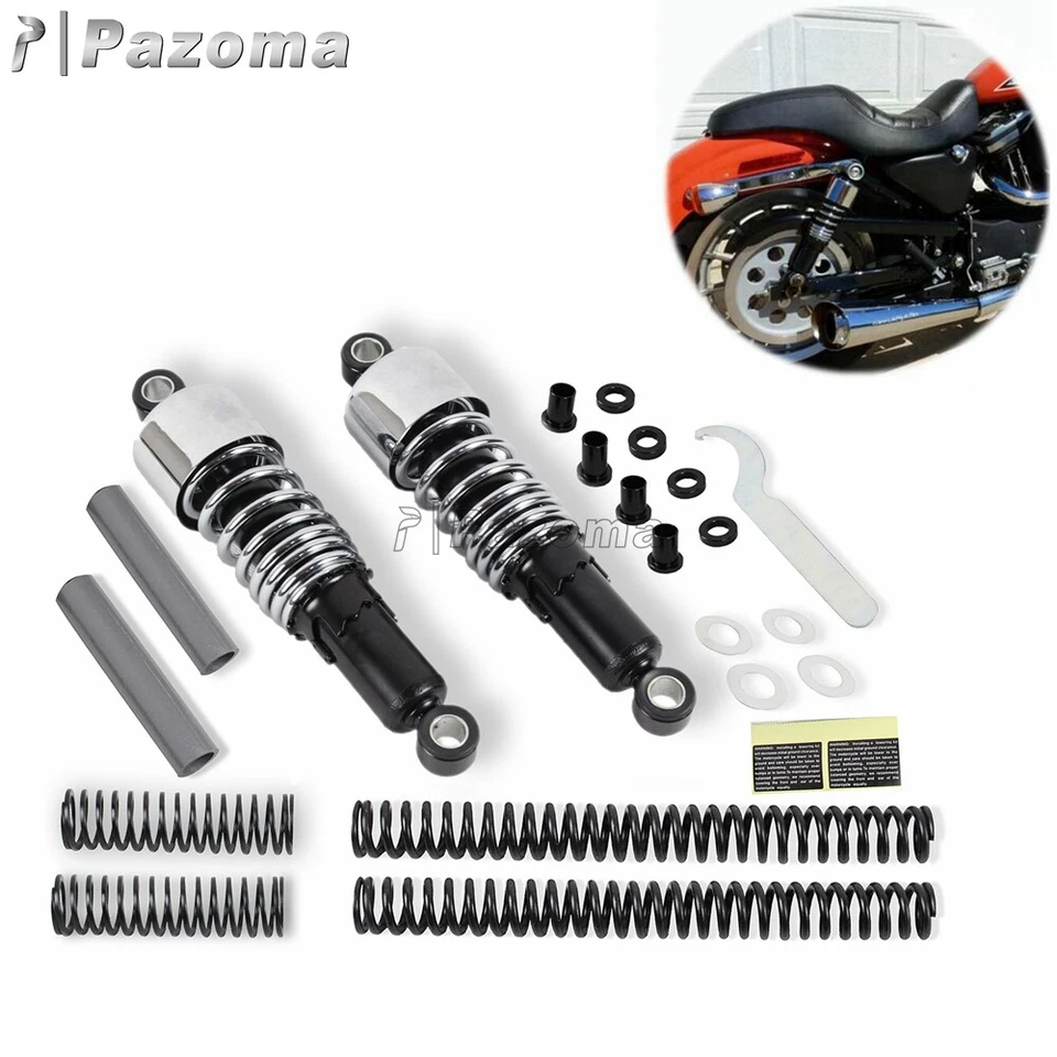 Kit de reducción de resorte de horquilla amortiguadores de 10,5" para Harley Sportster Custom XL883 Foto 2 de 4