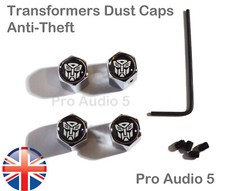 4x Transformers Chrome Dust Caps Locking Valve Autobots Fiesta Bike Car Van -