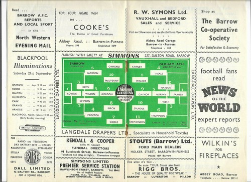 1957/58 Division 3 North - BARROW v. OLDHAM ATHLETIC - Picture 2 of 2
