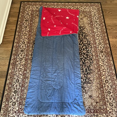American Girl Youth Size Denim Sleeping bag Carry Bag Attached