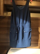NEXT TIE WAIST NAVY WORK CASUAL DRESS WITH FRONT POCKETS