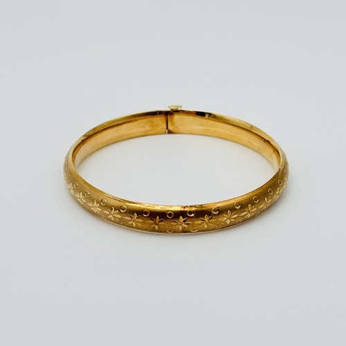 EG 14k Yellow Gold Star Etched Bangle Bracelet Dominican Republic 7.7gr Sz 7.5” - Picture 7 of 17