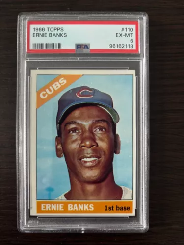 1966 TOPPS BASEBALL #110 ERNIE BANKS PSA 6 EX-MT JUST BACK FROM PSA