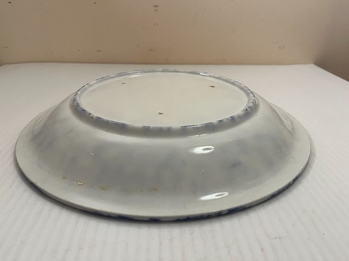 Vintage Light Blue Spongeware 10" Pottery Pie Plate Dinner Tray - Picture 3 of 4