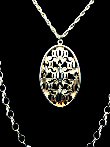 Doppelkette Halskette mit Anhänger Metall goldfarben - Bild 5 von 6