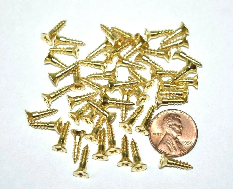 #5 x 1/2" cabeza plana avellanador latón macizo madera tornillos Phillips (cantidad 50-100) Foto 3 de 4