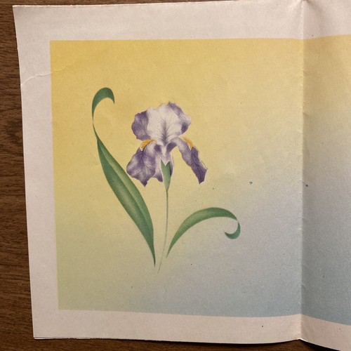 Tarjeta de felicitación de feliz cumpleaños vintage de los años 40 flor púrpura EE. UU. P2D - Imagen 6 de 18