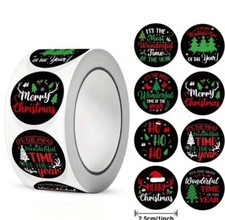 100 Christmas Stickers Merry Happy Xmas Thank You Labels Gift Craft Box Sticker