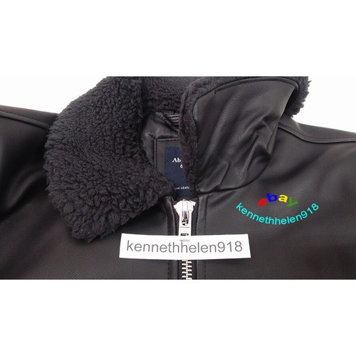 ABERCROMBIE & FITCH VEGANES LEDER SHERPA KRAGEN FLIEGERJACKE HERREN GR. S, M, L, XL - Bild 10 von 20
