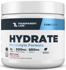 Transparent Labs Hydrate Naturally Sweetened Electrolytes Powder - Hydration ...