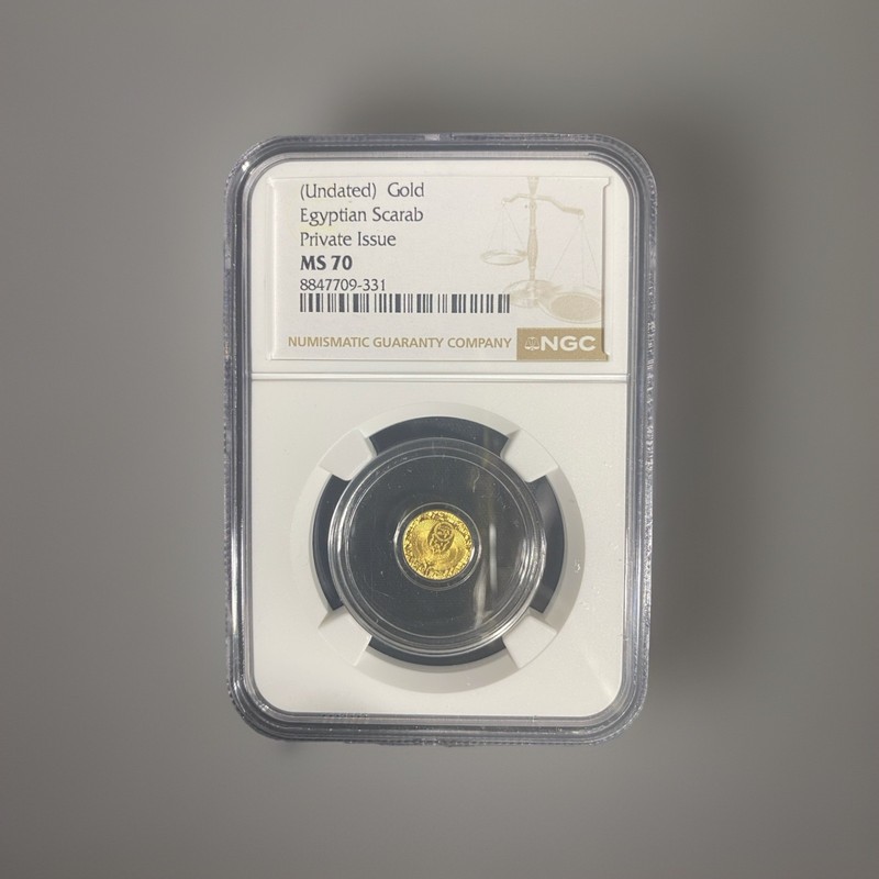 .9999 Gold NGC Egyptian Scarab Private Issue "MS70"  1/200th