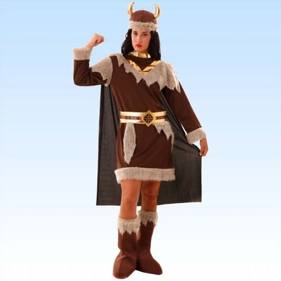 Kostüm Wikingerin 4-teilig XL Vikinger Wikingerkostüm Faschingskostüm Wikinger