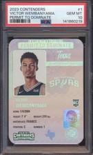 2023  CONTENDERS VICTOR WEMBANYAMA PERMIT TO DOMINATE #1 PSA 10! 15 Card CHASE