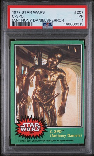 1977 Topps Star Wars #207 C-3PO (Anthony Daniels) — PSA 1