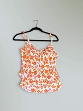 Elisabeth Stewart Vintage 60s Orange Floral Skirted Tankini Bathing Suit