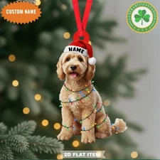 Personalized GoldenDoodle Christmas Ornament, Flat 2D Ornament,