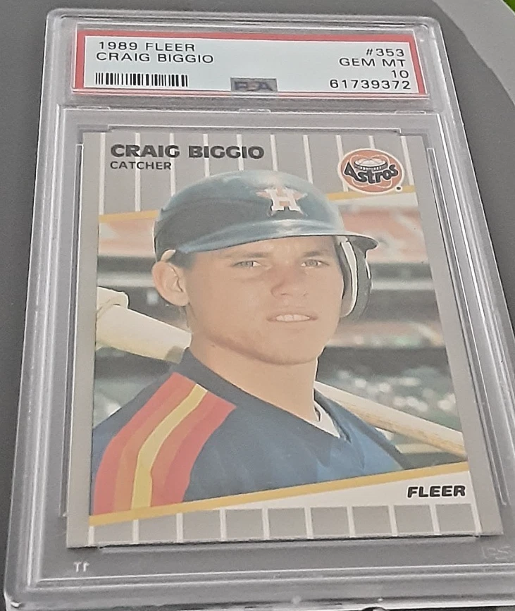 Craig Biggio RC 1989 Fleer PSA 10 #353 Rookie Astros HOF  - Image 4 of 4