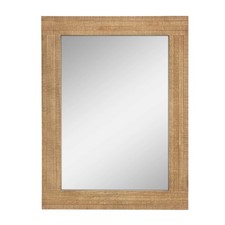 24 x 18 Rectangle Natural Wood Frame Wall Mirror with Attached Hanging Brackets,