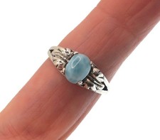 Sterling Silver Oval Larimar Ring, Size 7 1/2