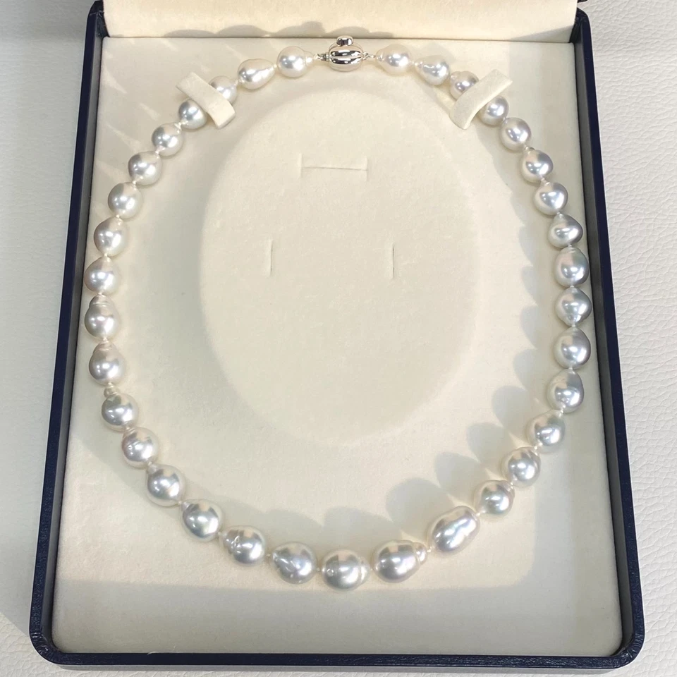 Alto brillo ~ Gran 9-11mm Plata-rosa Mar del Sur collar de perlas broche de p... - Imagen 3 de 4