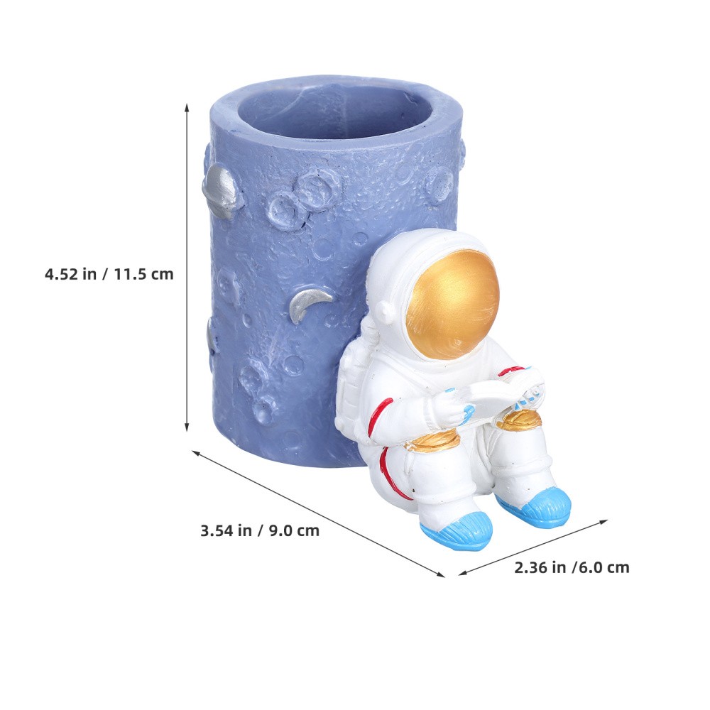  2pcs Astronaut Pencil Cup: Decorative Resin Pen Holder - Space Desk Organizer -