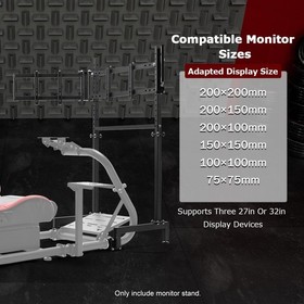 Zootopo Triple Monitor Mount Stand Fit For Round Tube Racing Simulator Cockpit