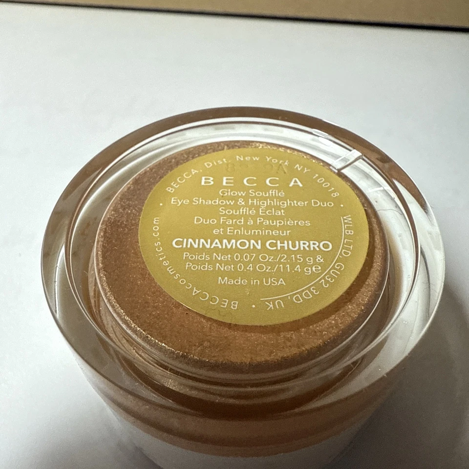 Becca-Chrissy-Glow Souffle Eyeshadow Highlighter Duo-CINNAMON CHURRO NWOB - Image 3 of 4