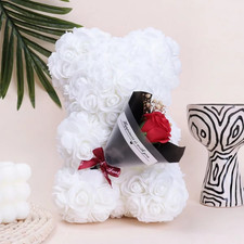Foam Rose Teddy Bear Carry Bouquet. Ideal for Weddings, Mother'S Day, Thank You