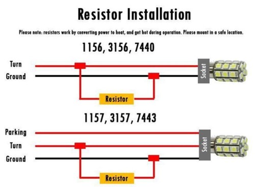 Brake Light Fault Canceller Resistor Supports LED Turn Signals Running Lights - Picture 7 of 12