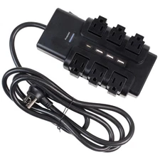6-Outlets Extender Rotating Power Strip Surge Protector 6 ft Cord and 3 USB-A/1