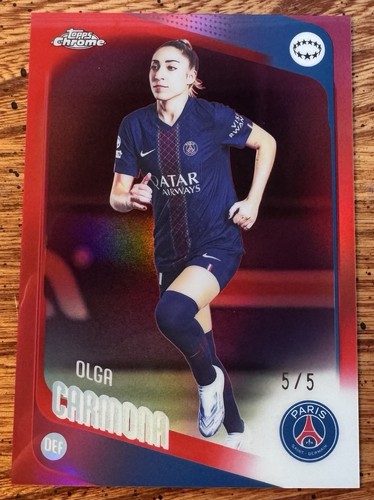 2025-26 Topps Chrome UWCL #36 Olga Carmona PSG RED REFRACTOR #5/5 🔥