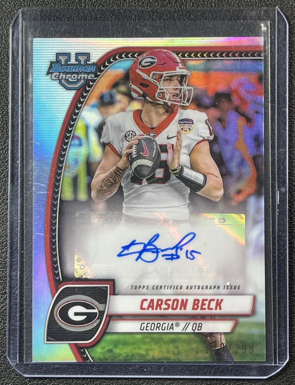 CARSON BECK 2024 BOWMAN CHROME UNIVERSITY PA-CBE PROSPECT REFRACTOR AUTO 278/299