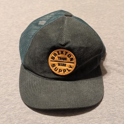 Brixton Dark Green corduroy Trucker Hat adjustable snapback
