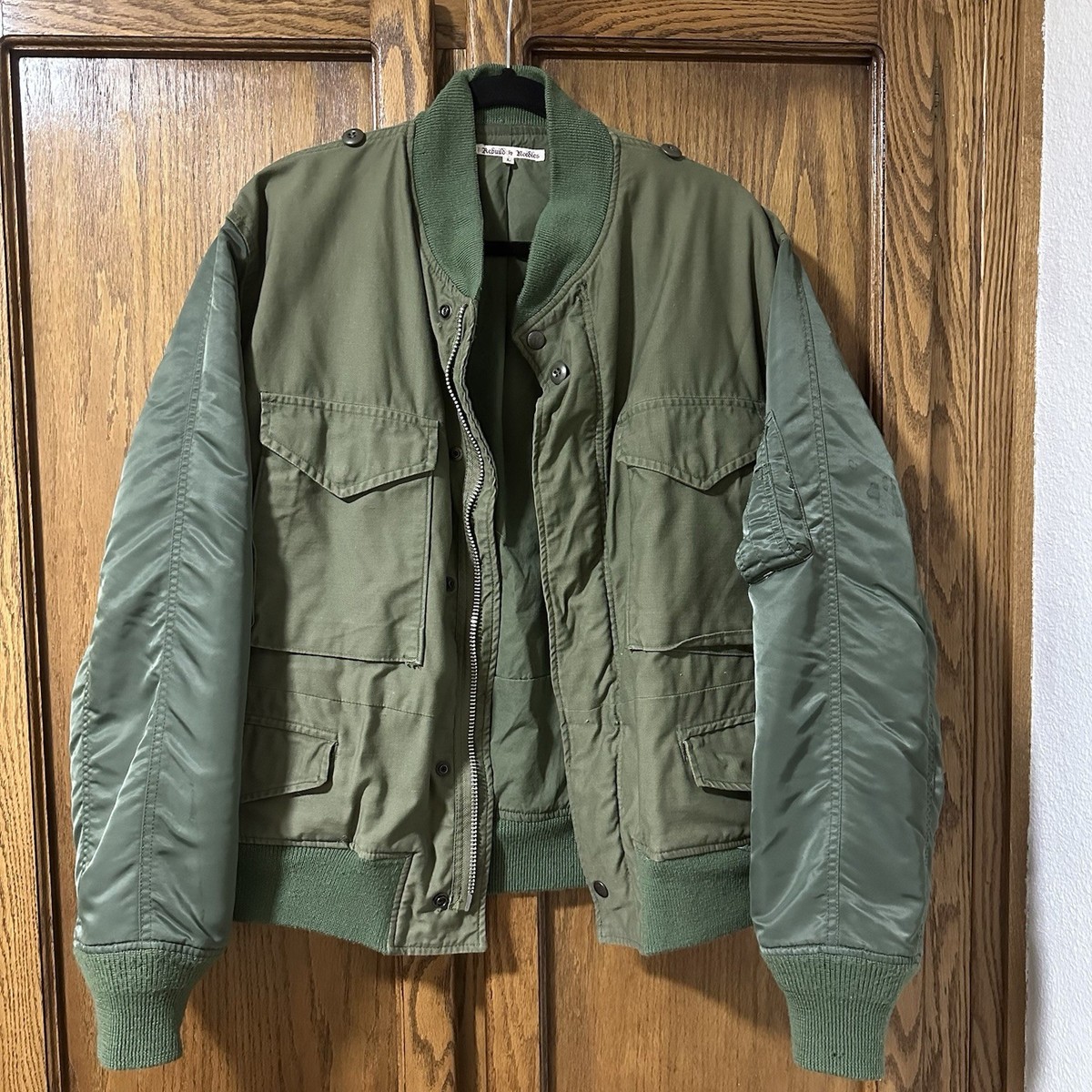 Rebuild By Needles Men's MA-1/M65 Bomber Jacket Green Sz L Made In