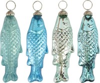 Furnaro 4-Tlg. Glasschmuck-Set Fische Deko-AnhäNger Glasdeko Baumschmuck H13 Cm