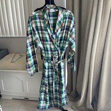 Vermont Country Store Mens Classic plaid tartan Long Robe 100 Cotton M
