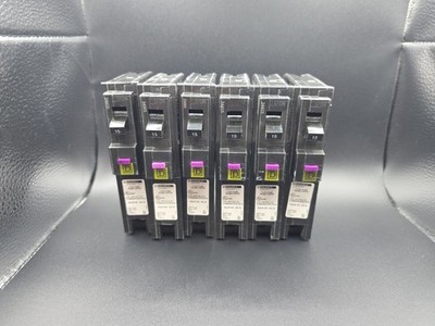 Lot of 6 Square D HOM115PDF, 15A, 1P, 120V~ GFCI, Plug On Circuit Breaker