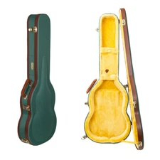 Crossrock Master Series-Wooden Les Paul Electric Guitar Case-Malachite Blue Twee