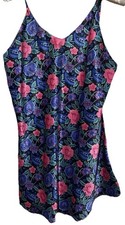 Vintage Fredrick's Of Hollywood Silky Floral Slip Cami Chemise Lingerie Size L