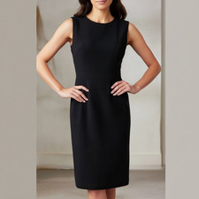 CALVIN KLEIN Black Sheath Dress Size 6 Sleeveless Career Office Work LBD Classic