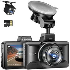 AZDOME Dual 3"1080P Dash Cam ADAS Front and Rear Park Mode G-sensor Free 64GB TF