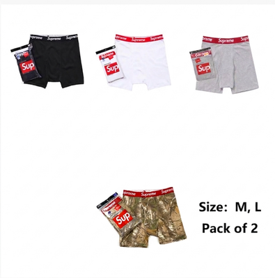 Supreme Hanes Men's Boxer Briefs 2 Pack Cotton Underwear Multicol