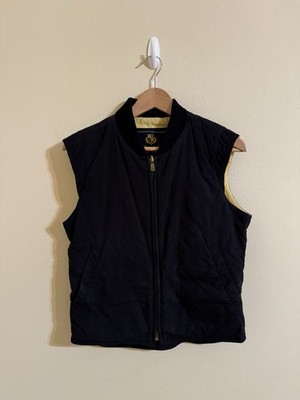 Loro Piana Quilted Zip Vest Cotton Cashmere Lined Black XS