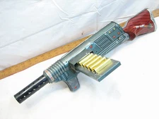 Rare Vintage Japan Tin Litho Hand Crank Sound Machine Gun Tracer Toy