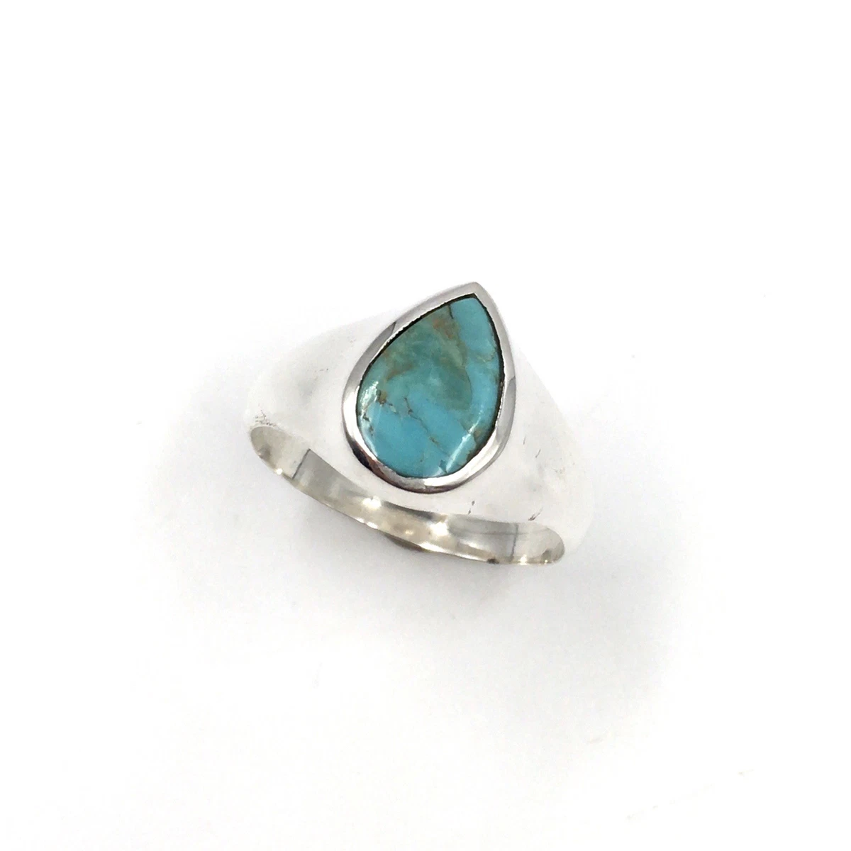 Bague Réglable Argentée - Sertie D'une Pierre Turquoise - Neuve Sans Emballage