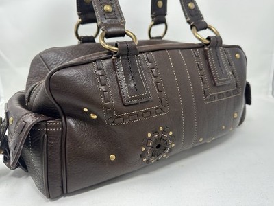 RARE Y2K Coach Soho Mia Brown Studded Leather Shoulder Bag Satchel