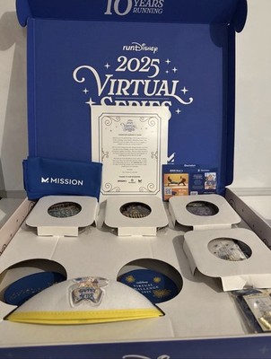 2025 Run Disney ~ Virtual Series 10 Years of Running ~ Complete Set w Ears & Pin