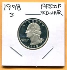Gem 1998-S Proof Cameo Silver Washington Quarter - Free Shipping