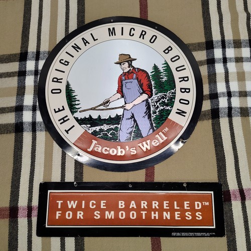 JACOB BEAM MICRO BOURBON KENTUCKY WHISKEY Promo Wall  Sign Metal Bar 2 Piece Set